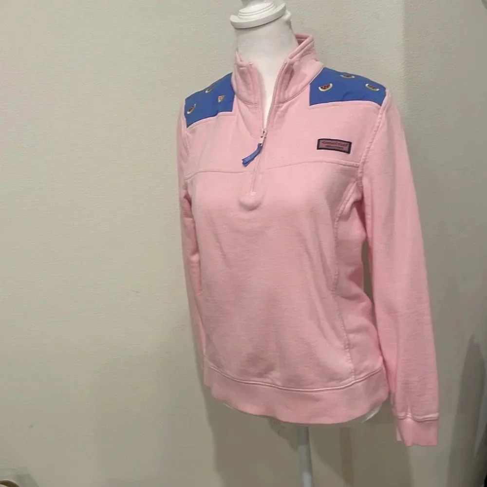 Vineyard vines light pink watermelon quarter zip